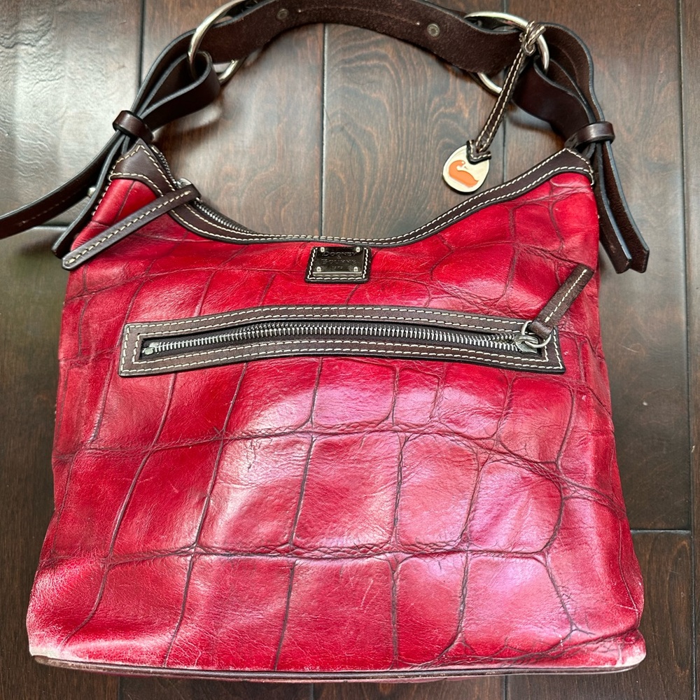 Dooney and Bourke red leather bucket purse